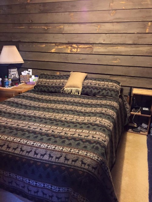 bedroom after rustic country western themed mobile home renovation