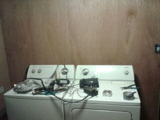 before laundry room remodel in mobile home