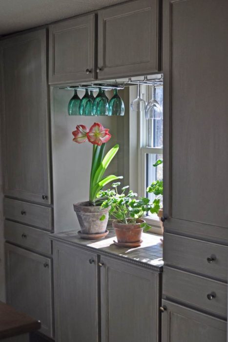 debt-free living - close up mobile home kitchen makeover cabinet refinish