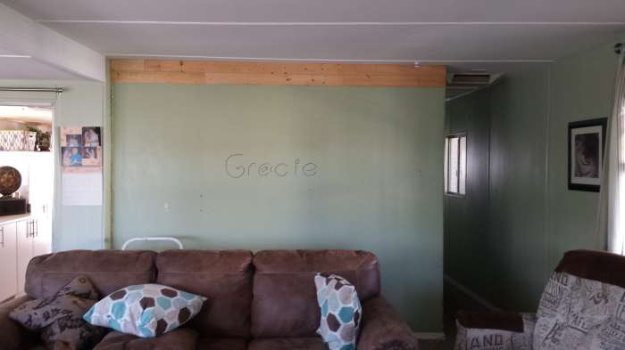 complete mobile home transformation - installing shiplap on mobile home walls