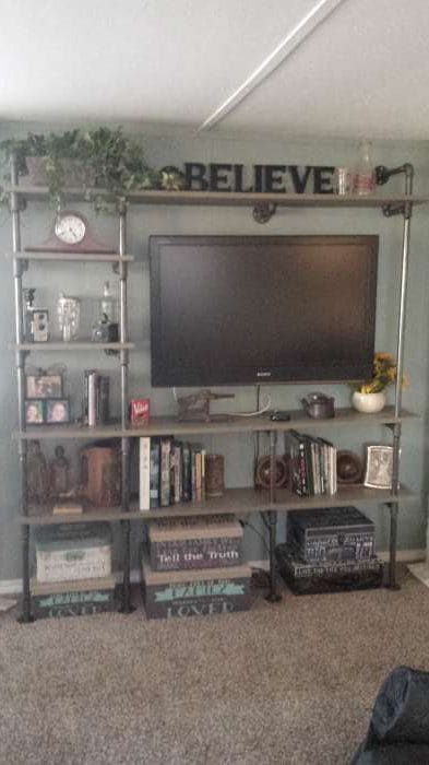 1968 DIY mobile home transformation - building a plumbing pipe entertainment center 4