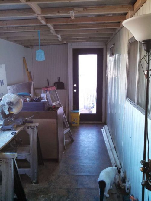 DIY mobile home transformation - storage /office room makeover -before storage cabinets installed