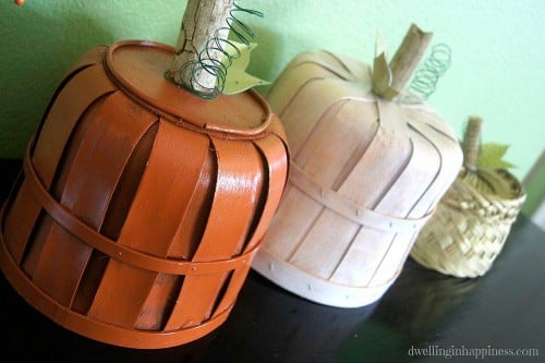 Cheap DIY Fall Decorating Ideas - Basket Pumpkins