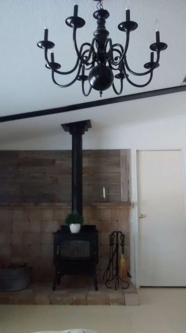 double wide decor makeover (wood stove - living room - after)