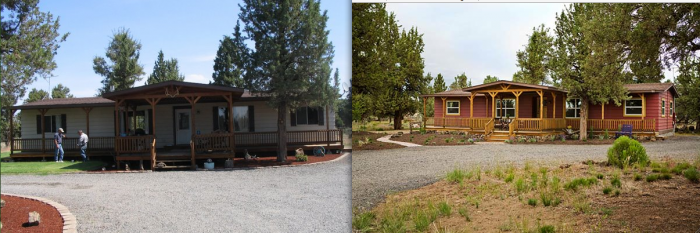 interior designer's manufactured home remodel - before and after images of a manufactured home renovation - exterior