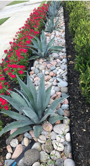 edging a yard with stone