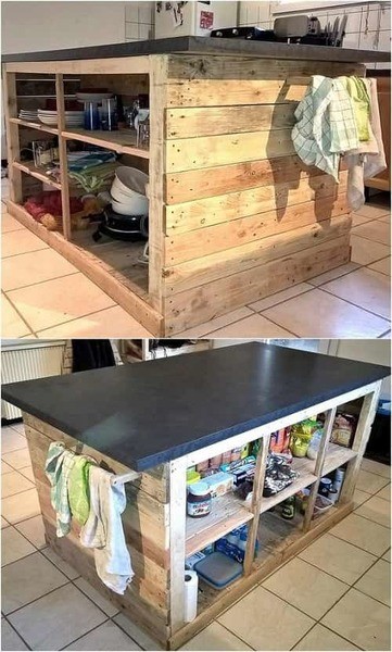 furnish your mobile home with pallets-kitchen island
