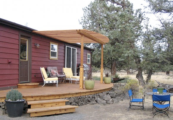 interior designer's manufactured home remodel - before and after images of a manufactured home renovation - porch and flagstone installation