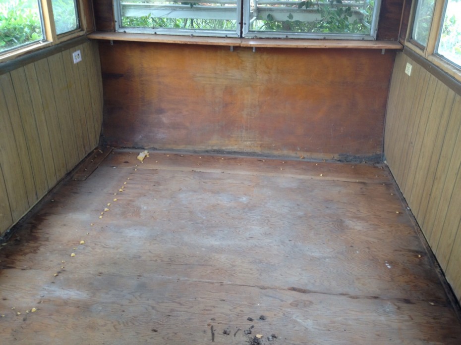 interior of mobile home gutted