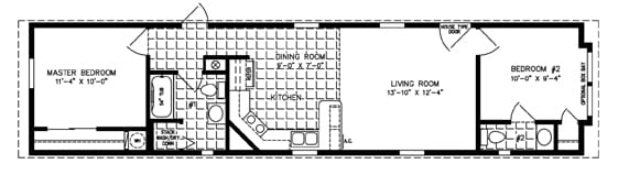 manufactured home floor plans-single wide floor plan - bedroom on end 