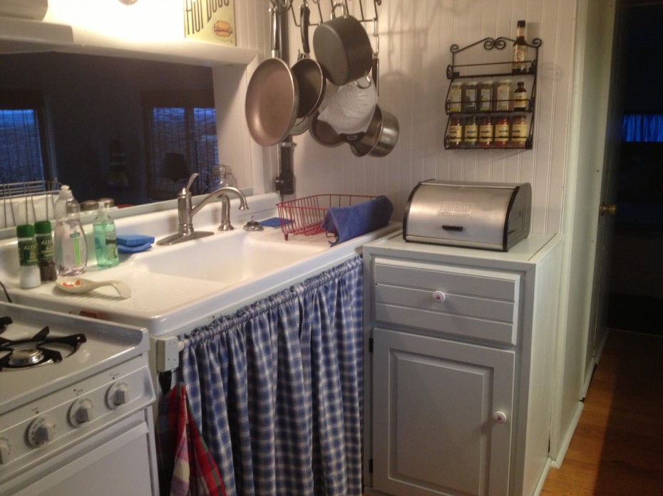 kitchen in vintage mobile home remodel
