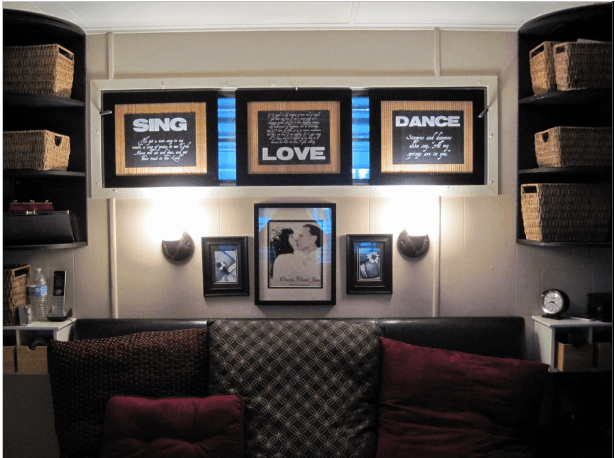 living room in remodeled single wide mobile home