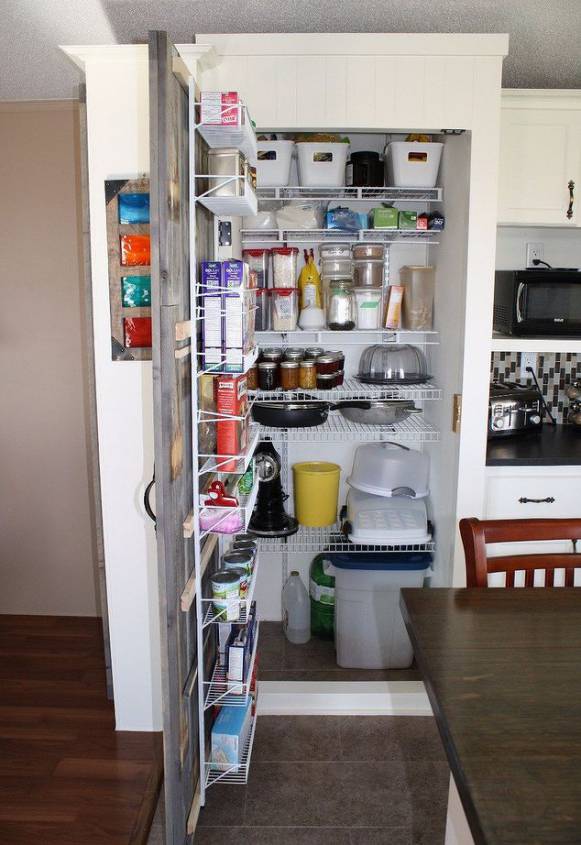 Single Wide Makeover: Modern Traditional Decor - new Kitchen pantry with reclaimed fence wood 3