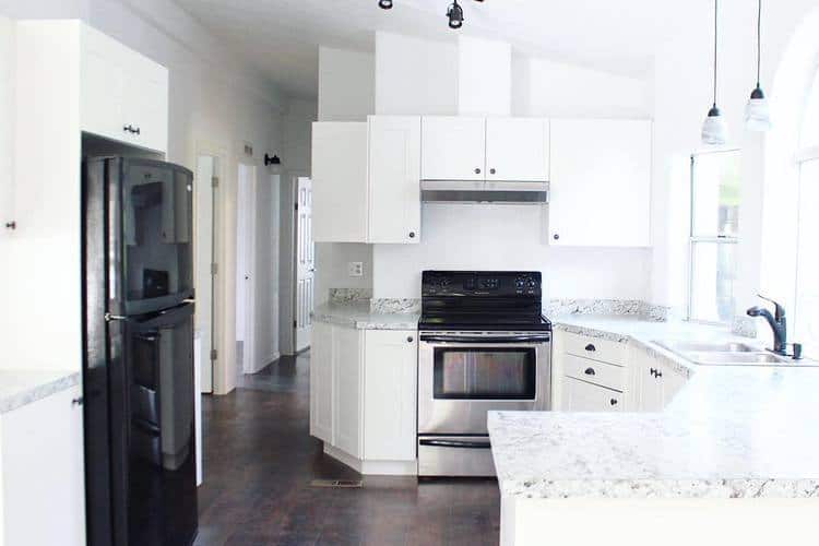 mobile home flippers create beautiful farmhouse mobile home kitchen after in 1988 Ranchero double wide 1