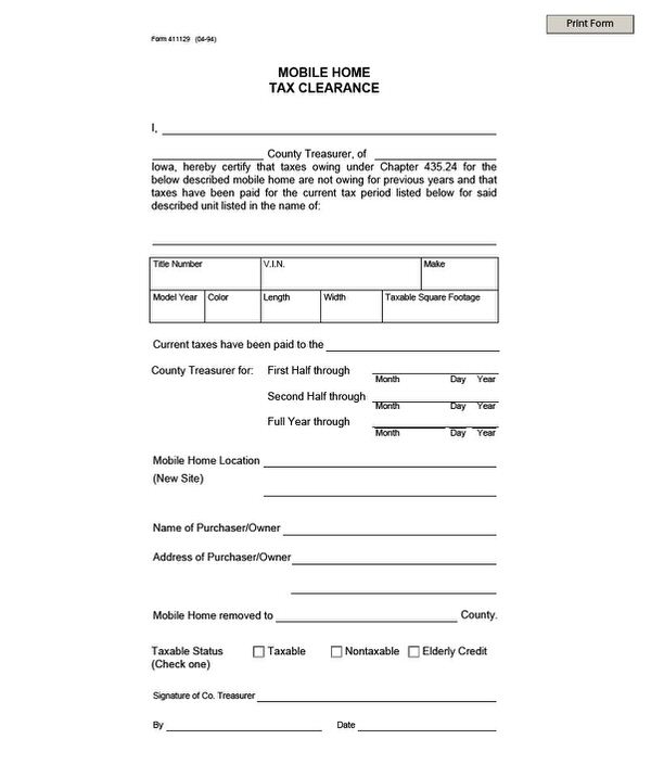 buying a mobile home in iowa-tax clearance
