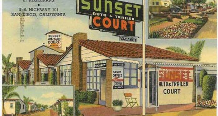 mobile home park rent across the nation - sunset park postcard