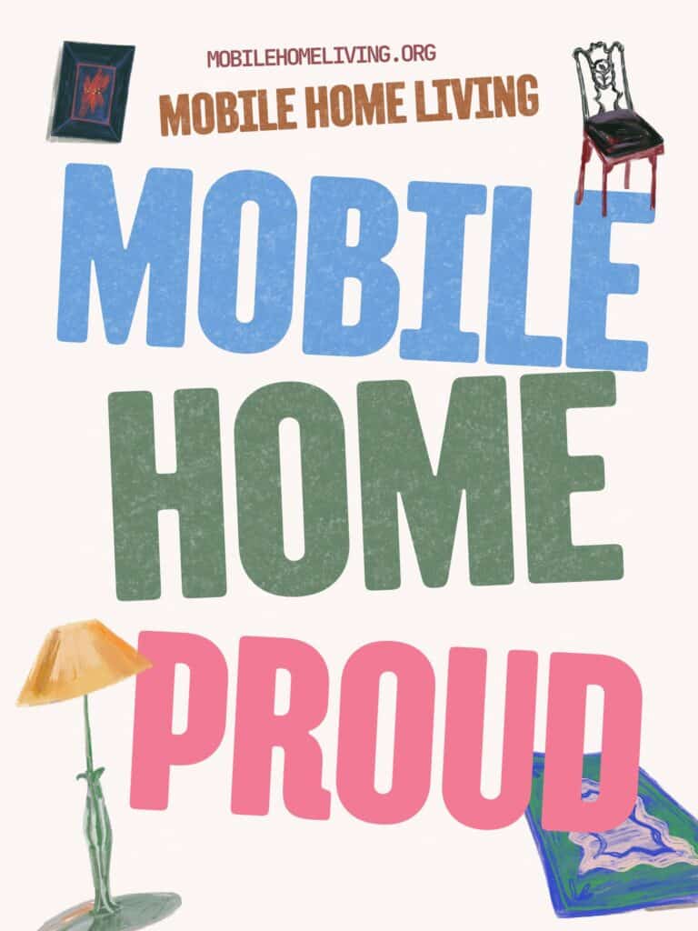 Mobile Home Living logo with colorful text and furniture images.