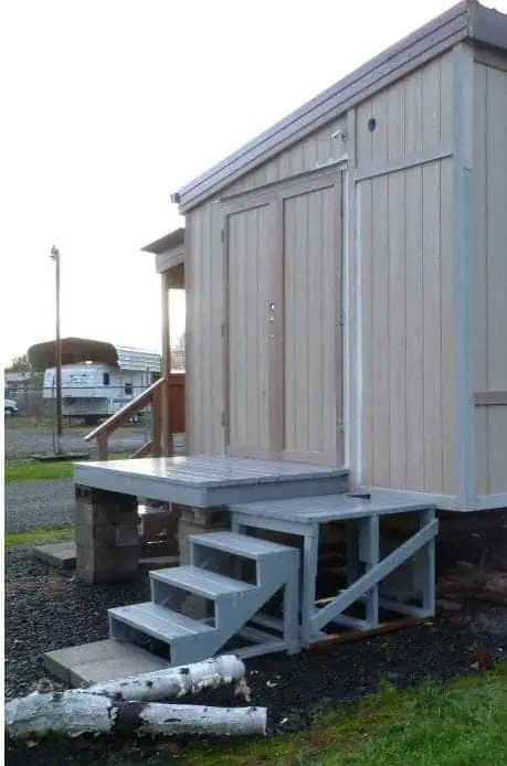 mobile home recycled into workshop