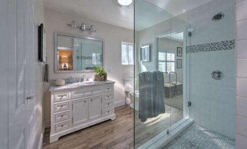 beach themed mobile home transformation-bathroom after