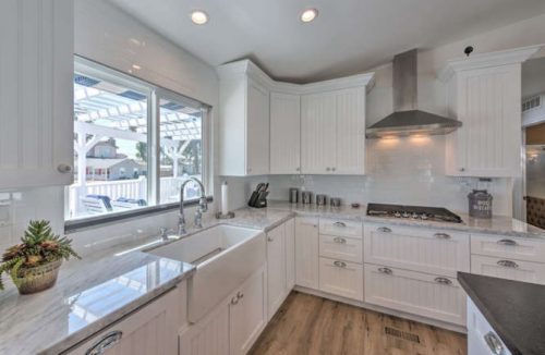 beach themed mobile home transformation-kitchen after