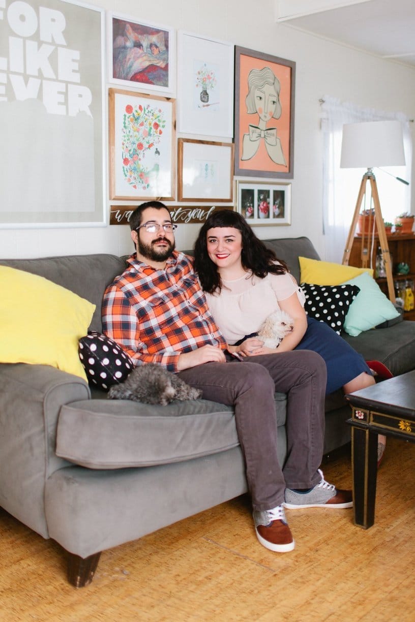 mobile home decor-modern hipster couple in mobile home