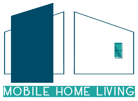 Mobile Home Living logo with mobile home illustration and text.