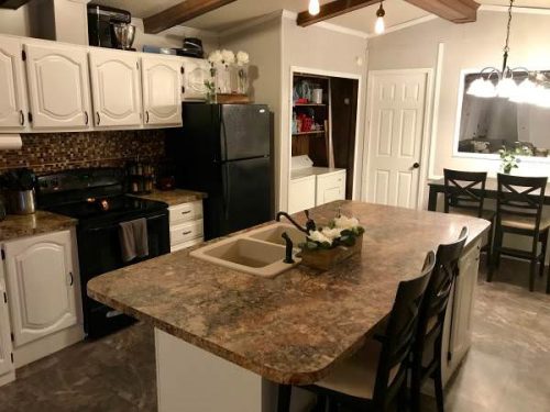 open floor plan in a single wide remodel-kitchen