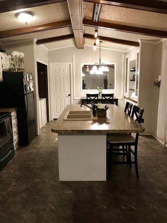 open floor plan in a single wide remodel-kitchen sink