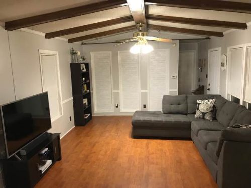 open floor plan in a single wide remodel-living room