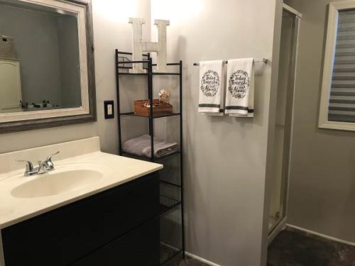 open floor plan in a single wide remodel-master bath