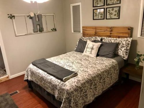 open floor plan in a single wide remodel-master bedroom