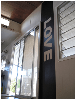 painted wall project in vintage mobile home