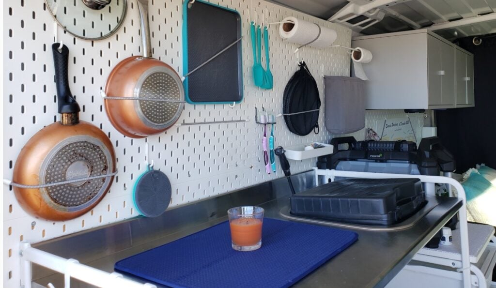peg board used on camper van wall 1024x595