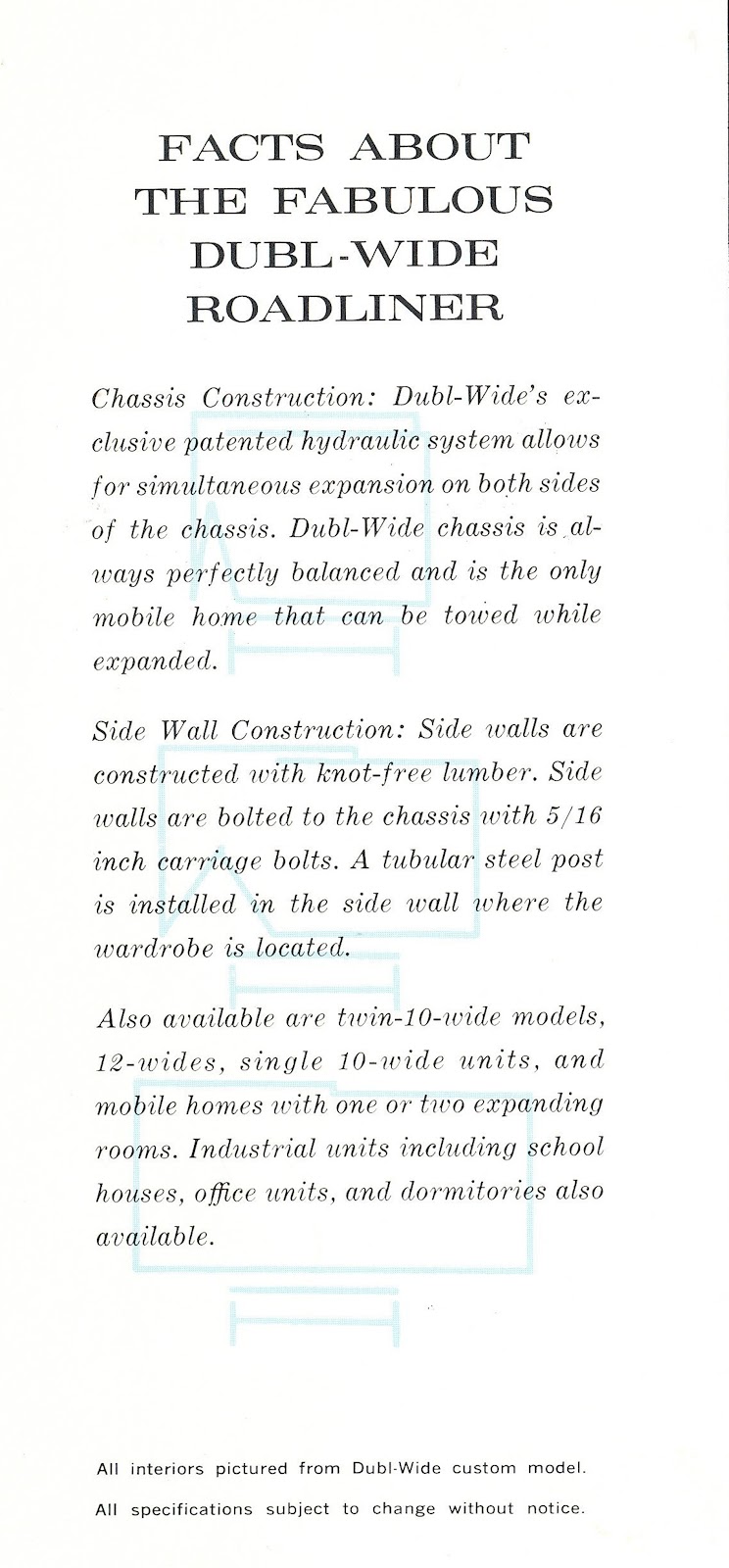 Dubl-wide Roadliner brochure -facts - Expandable Mobile Homes