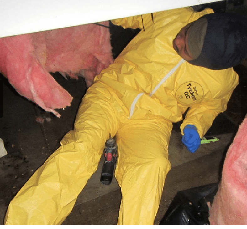 removing wet insulation from mobile home