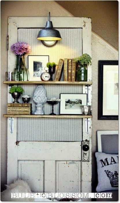 reusing old doors in primitive country decor