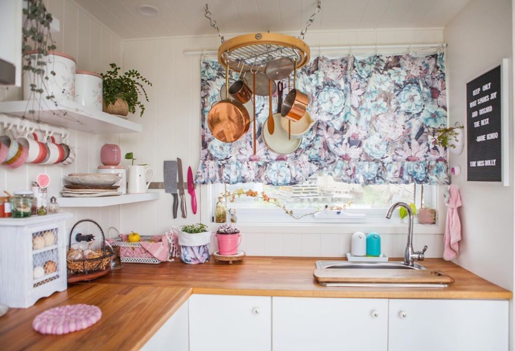 shabby chic tiny house kitchen area 1024x699
