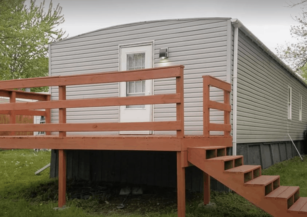 Simple Deck On End Of Single Wide Mobile Home