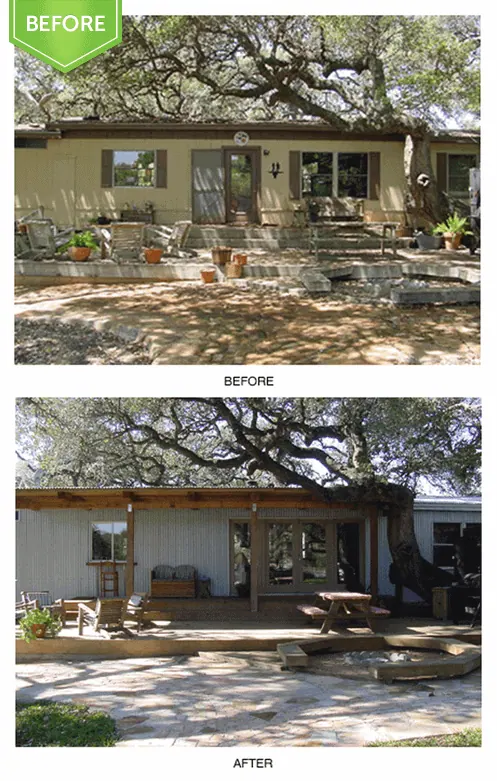 single wide trailer remodel before and after entrance