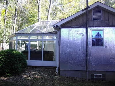 sun room added to the front of a manufactured home