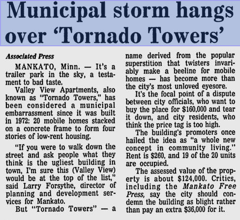 tornado tower writeup in the newspaper