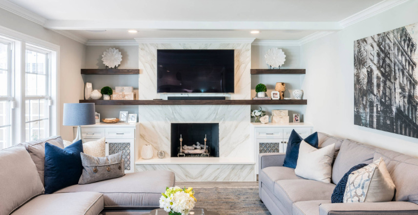 transitional decor design family room