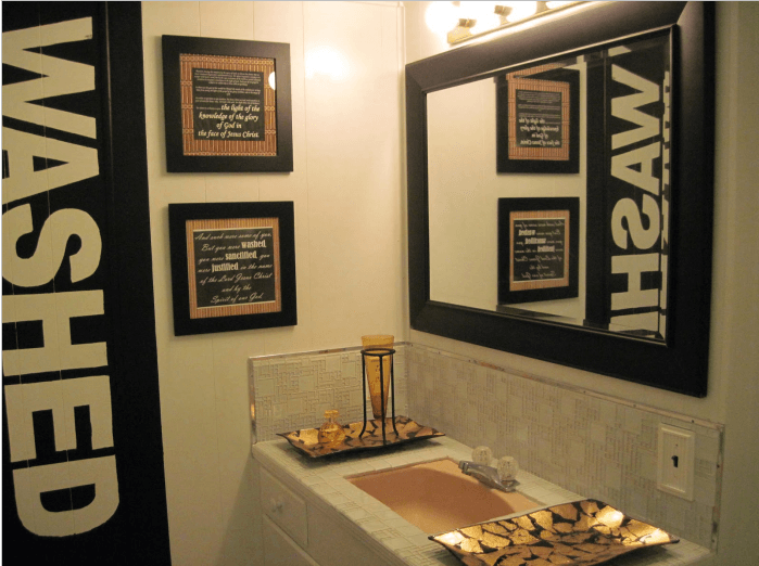 updated bathroom in vintage mobile home