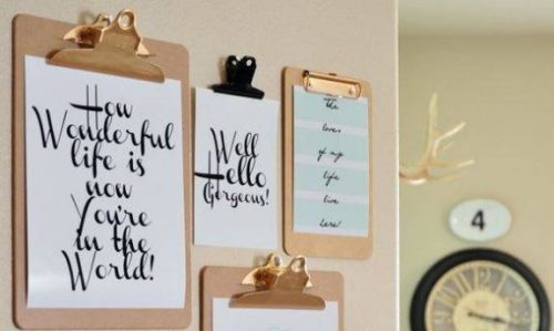 use clip boards for cheap wall art