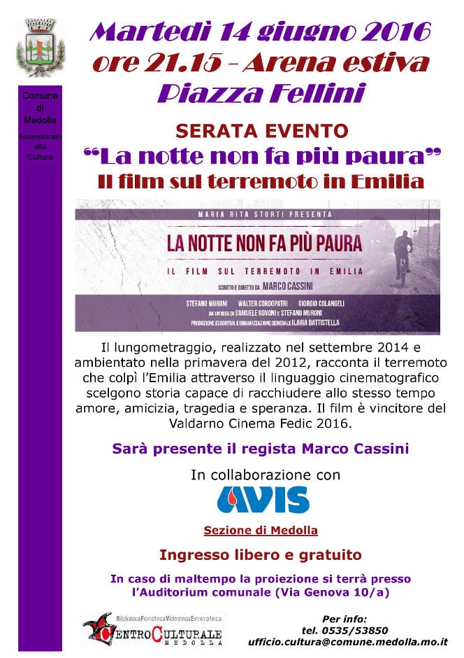 Volantino film sul terremoto in Emilia