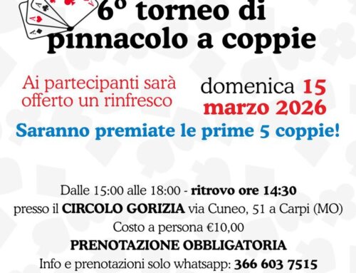 6° torneo di pinnacolo a coppie PinnacolAvis 15/03/2026