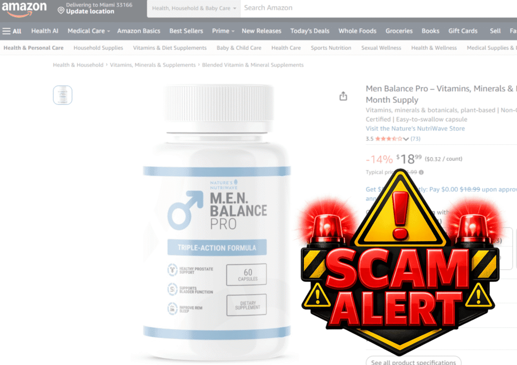 Bottle of Men Balance Pro supplement designed to support prostate health and natural urinary flow.