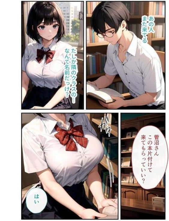 陰キャの僕、透視の力を手に入れる。第六話 〜巨乳な図書委員の隠し切れない喘ぎ声〜 モザイク版