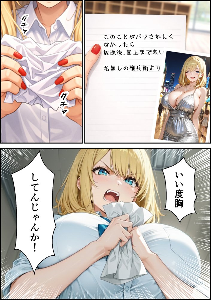 クラスの爆乳一軍金髪ギャルの弱みを握った俺に嫌々→2回目でガチ恋完堕ちする話 hitomiエロ漫画raw(同人誌)無料サンプル画像005