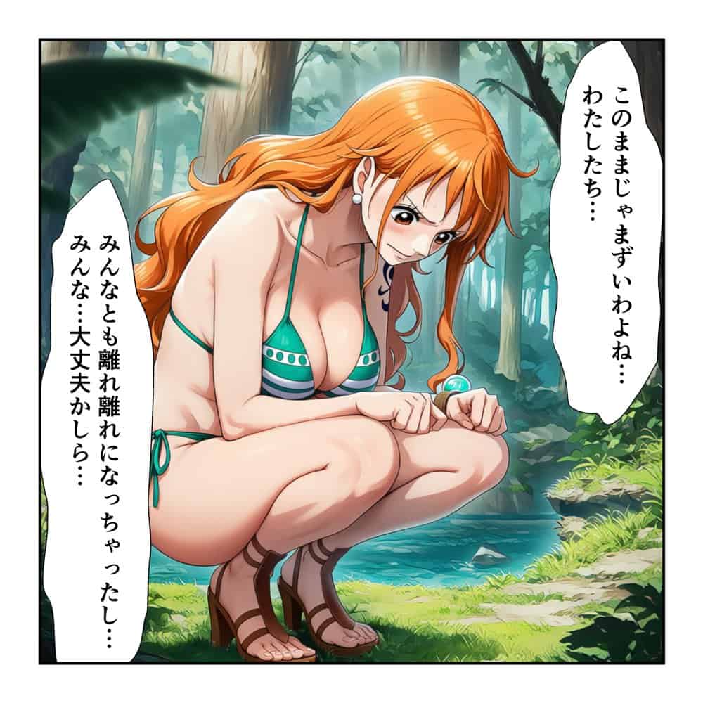 ハンコックの夜●いでルフィ覚醒！ ナミ＆ハンコック無人島イチャラブ中出し